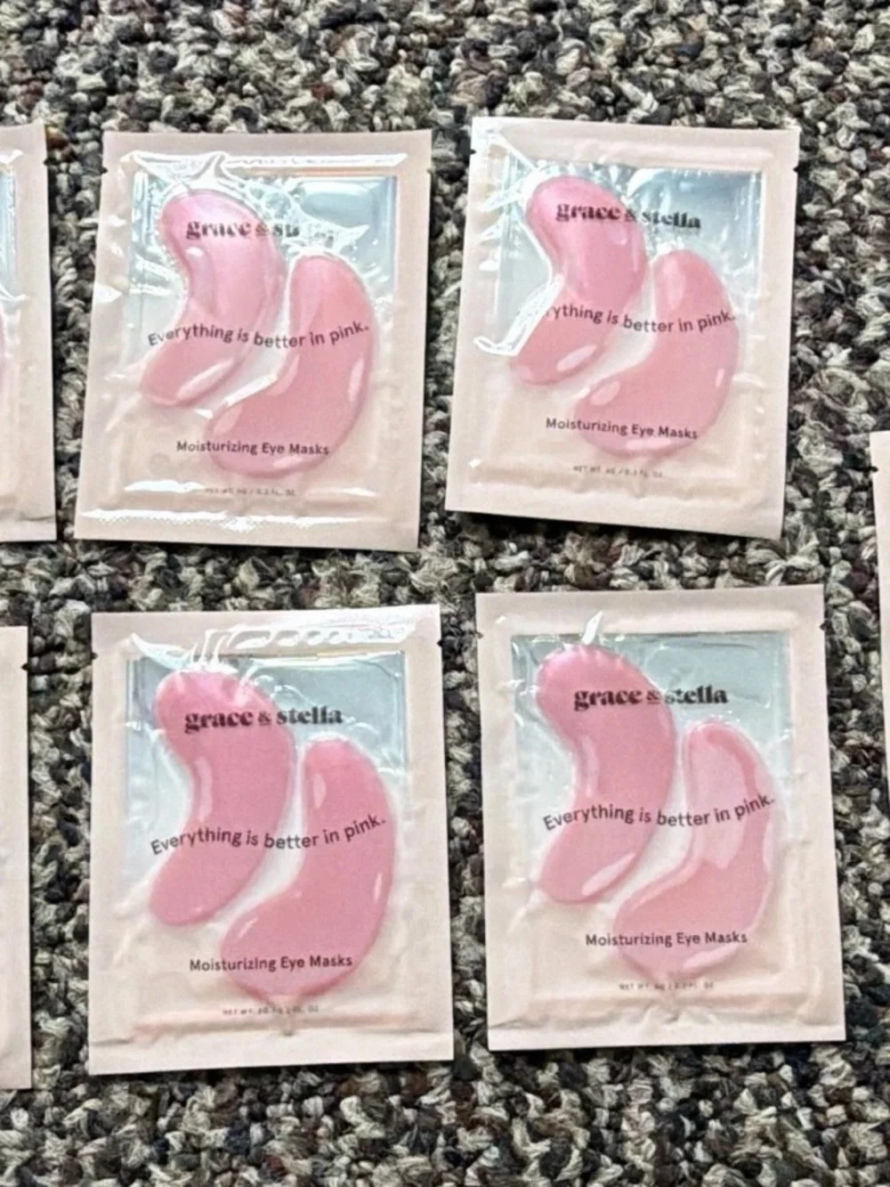 Lot of 7 grace & stella Pink Moisturizing Eye Masks (Single Sachet)